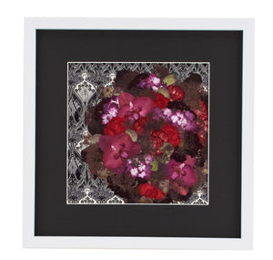 Art Deco style vivid pink pressed flowers